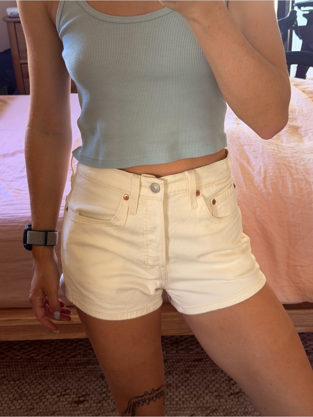 Levi's white High-Rise Denim Shorts